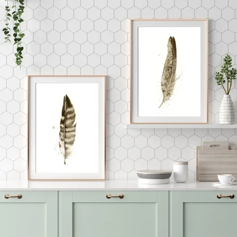 Image of a feather watercolor painting by Shayna Larsen, originals & prints available