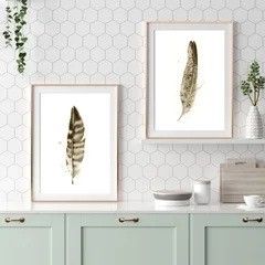 Image of a feather watercolor painting by Shayna Larsen, originals & prints available