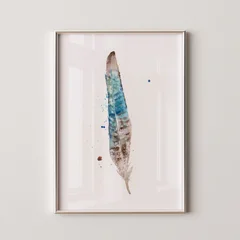Image of a feather watercolor painting by Shayna Larsen, originals & prints available