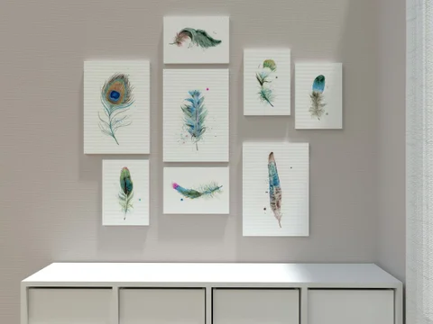 Image of a feather watercolor painting by Shayna Larsen, originals & prints available
