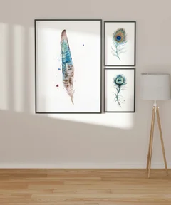 Image of a feather watercolor painting by Shayna Larsen, originals & prints available