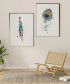 Image of a feather watercolor painting by Shayna Larsen, originals & prints available