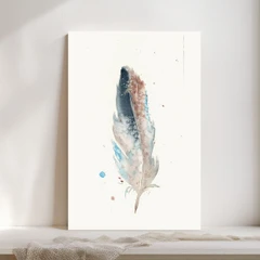 Image of a feather watercolor painting by Shayna Larsen, originals & prints available