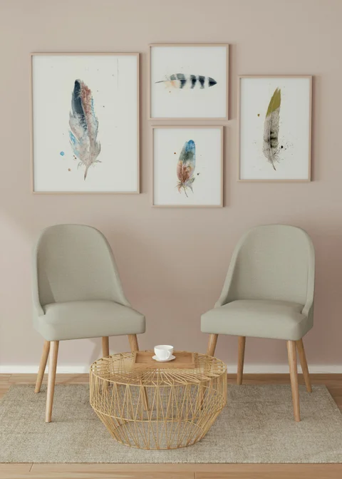 Image of a feather watercolor painting by Shayna Larsen, originals & prints available