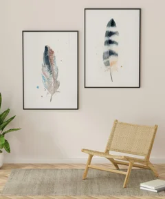 Image of a feather watercolor painting by Shayna Larsen, originals & prints available
