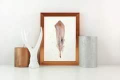 Image of a feather watercolor painting by Shayna Larsen, originals & prints available