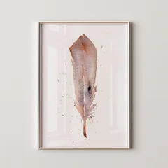 Image of a feather watercolor painting by Shayna Larsen, originals & prints available