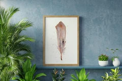 Image of a feather watercolor painting by Shayna Larsen, originals & prints available
