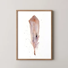 Image of a feather watercolor painting by Shayna Larsen, originals & prints available