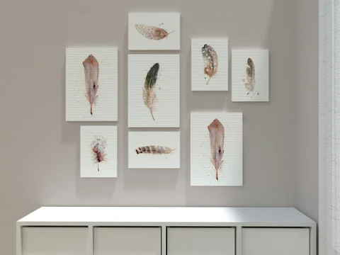 Image of a feather watercolor painting by Shayna Larsen, originals & prints available