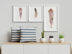 Image of a feather watercolor painting by Shayna Larsen, originals & prints available