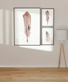 Image of a feather watercolor painting by Shayna Larsen, originals & prints available