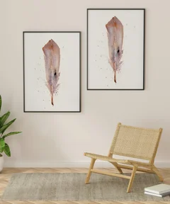 Image of a feather watercolor painting by Shayna Larsen, originals & prints available