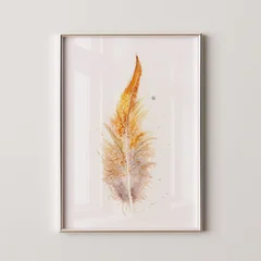 Image of a feather watercolor painting by Shayna Larsen, originals & prints available