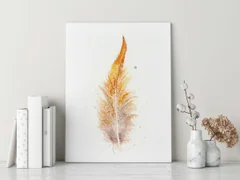 Image of a feather watercolor painting by Shayna Larsen, originals & prints available