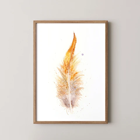 Image of a feather watercolor painting by Shayna Larsen, originals & prints available