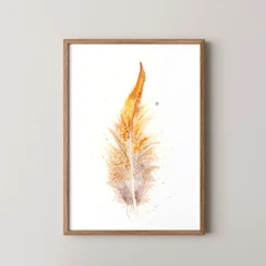 Image of a feather watercolor painting by Shayna Larsen, originals & prints available