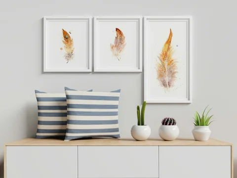 Image of a feather watercolor painting by Shayna Larsen, originals & prints available