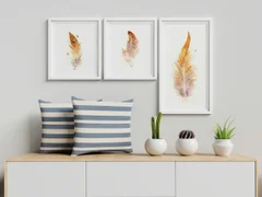 Image of a feather watercolor painting by Shayna Larsen, originals & prints available