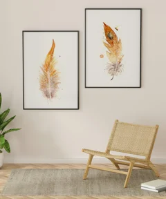 Image of a feather watercolor painting by Shayna Larsen, originals & prints available