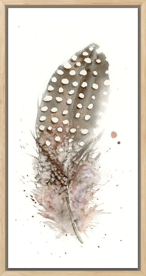 Image of a feather watercolor painting by Shayna Larsen, originals & prints available
