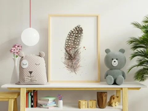 Image of a feather watercolor painting by Shayna Larsen, originals & prints available