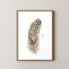 Image of a feather watercolor painting by Shayna Larsen, originals & prints available