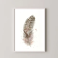 Image of a feather watercolor painting by Shayna Larsen, originals & prints available