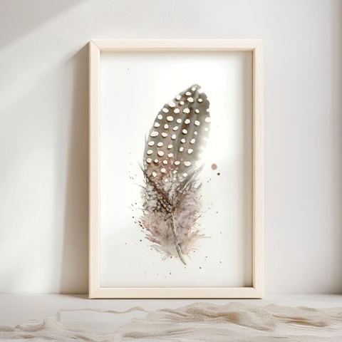 Image of a feather watercolor painting by Shayna Larsen, originals & prints available