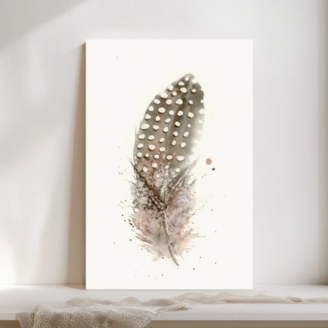 Image of a feather watercolor painting by Shayna Larsen, originals & prints available