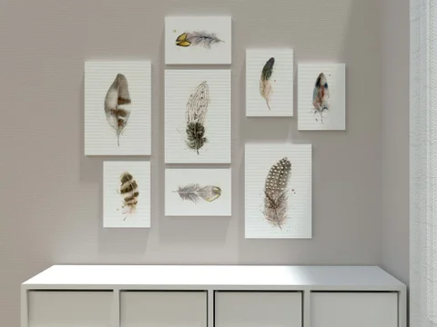 Image of a feather watercolor painting by Shayna Larsen, originals & prints available