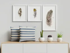 Image of a feather watercolor painting by Shayna Larsen, originals & prints available