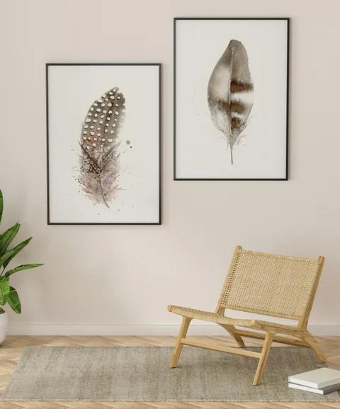 Image of a feather watercolor painting by Shayna Larsen, originals & prints available
