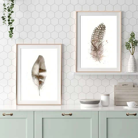 Image of a feather watercolor painting by Shayna Larsen, originals & prints available