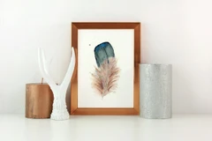 Image of a feather watercolor painting by Shayna Larsen, originals & prints available