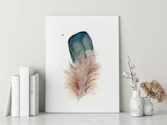Image of a feather watercolor painting by Shayna Larsen, originals & prints available