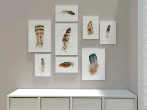 Image of a feather watercolor painting by Shayna Larsen, originals & prints available