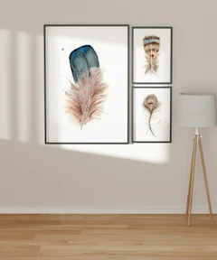 Image of a feather watercolor painting by Shayna Larsen, originals & prints available