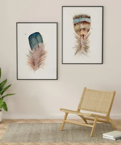 Image of a feather watercolor painting by Shayna Larsen, originals & prints available