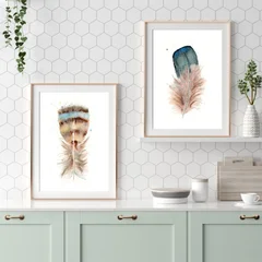 Image of a feather watercolor painting by Shayna Larsen, originals & prints available