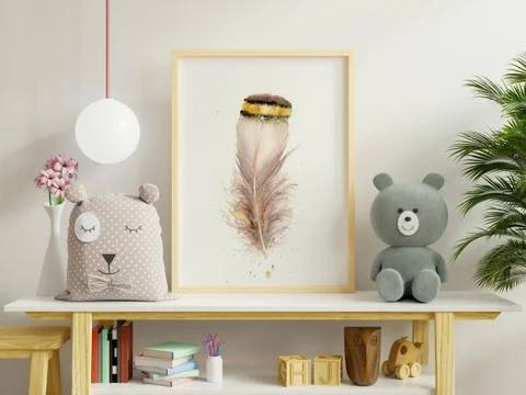 Image of a feather watercolor painting by Shayna Larsen, originals & prints available