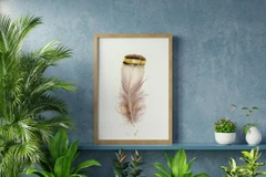 Image of a feather watercolor painting by Shayna Larsen, originals & prints available