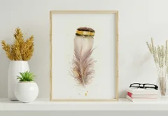 Image of a feather watercolor painting by Shayna Larsen, originals & prints available