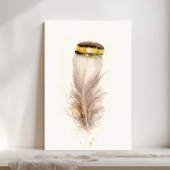 Image of a feather watercolor painting by Shayna Larsen, originals & prints available