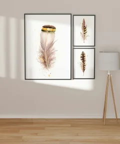 Image of a feather watercolor painting by Shayna Larsen, originals & prints available