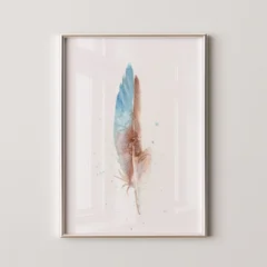 Image of a feather watercolor painting by Shayna Larsen, originals & prints available