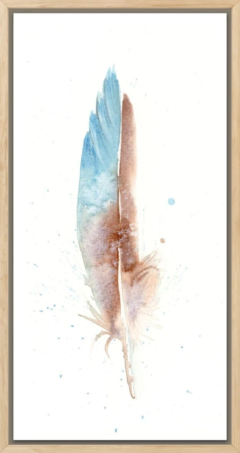 Image of a feather watercolor painting by Shayna Larsen, originals & prints available
