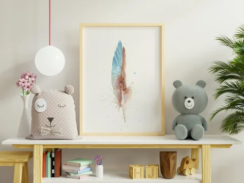 Image of a feather watercolor painting by Shayna Larsen, originals & prints available