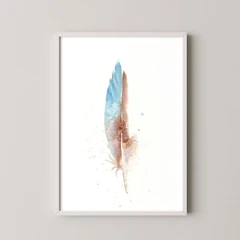 Image of a feather watercolor painting by Shayna Larsen, originals & prints available