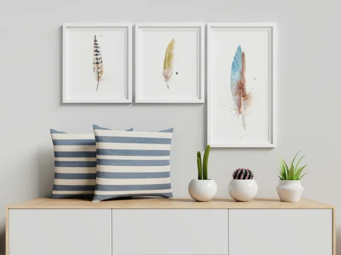Image of a feather watercolor painting by Shayna Larsen, originals & prints available